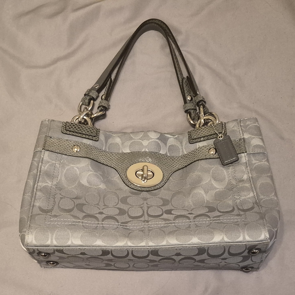 Vintage Coach Penelope Grey Faux Snakeskin